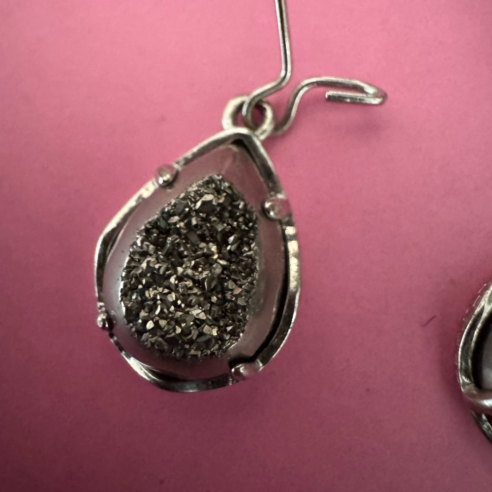 Kendra Scott Gunmetal and Silver Drop Earrings - Picture 3 of 3